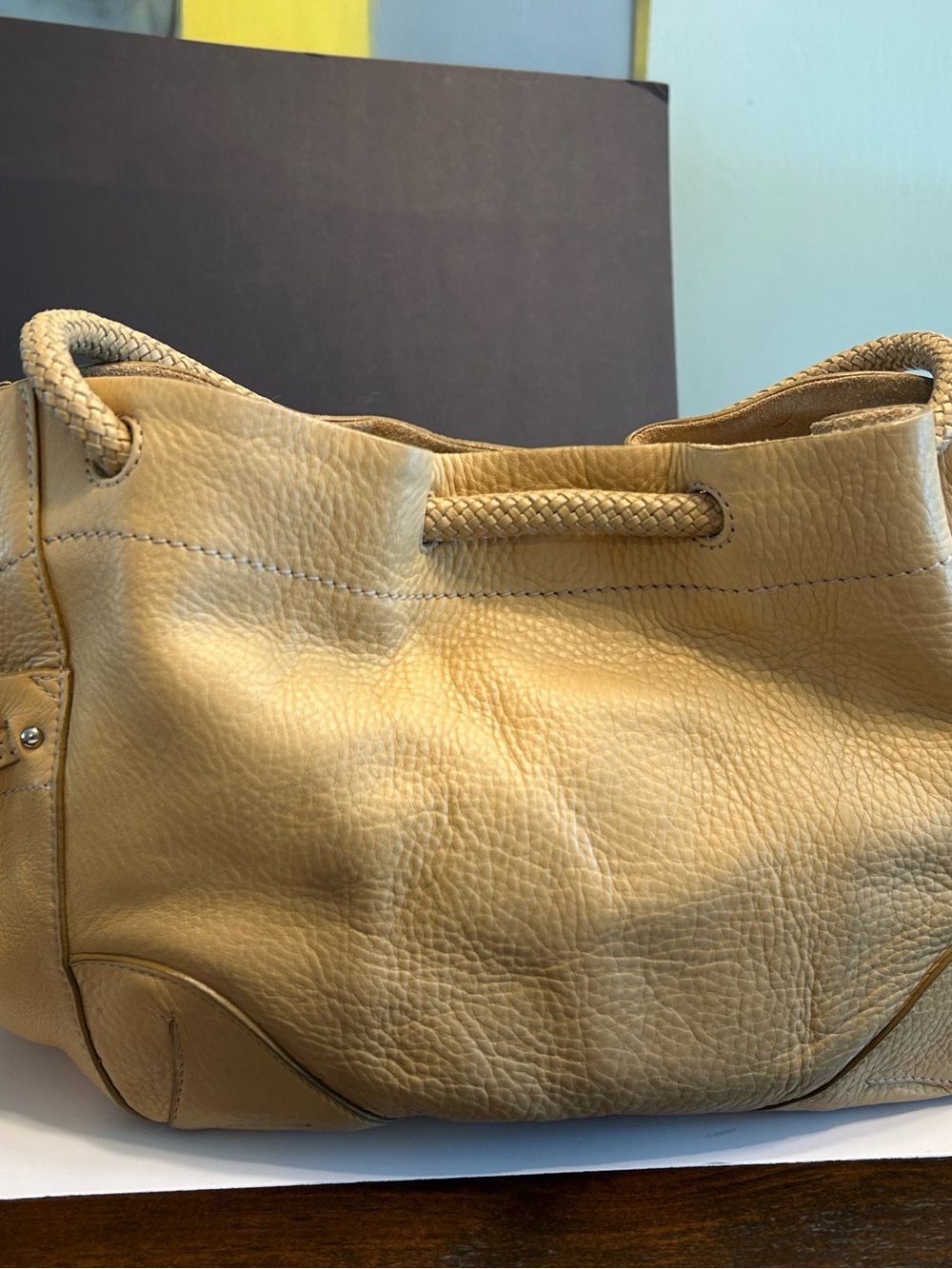 Cole Haan Leather Shoulder Hobo Bag - Tan